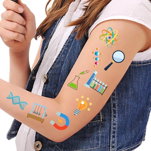 370 Pcs Science Party Temporary Tattoos Stickers Future Mad Scientist natural science Arts Birthday Party Favors Decorations Tattoo