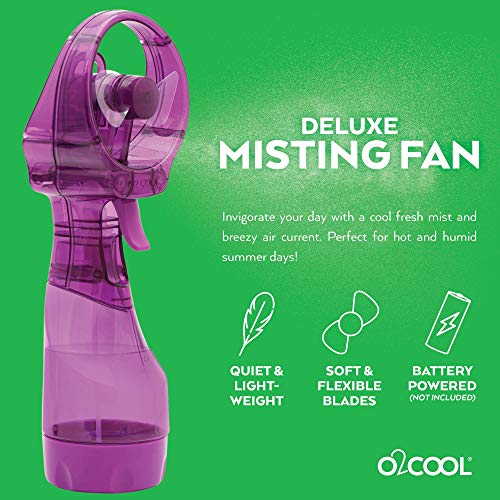 O2COOL Deluxe Handheld Battery Powered Water Misting Fan (Purple)