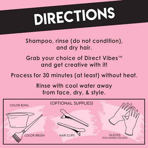 Color Lux Direct Vibes Semi-Permanent Hair Color, Purple, Vibrant & Long-Lasting Shade, Ammonia-Free, Vegan, Sulfate-Free, Paraben-Free, 8 fl oz