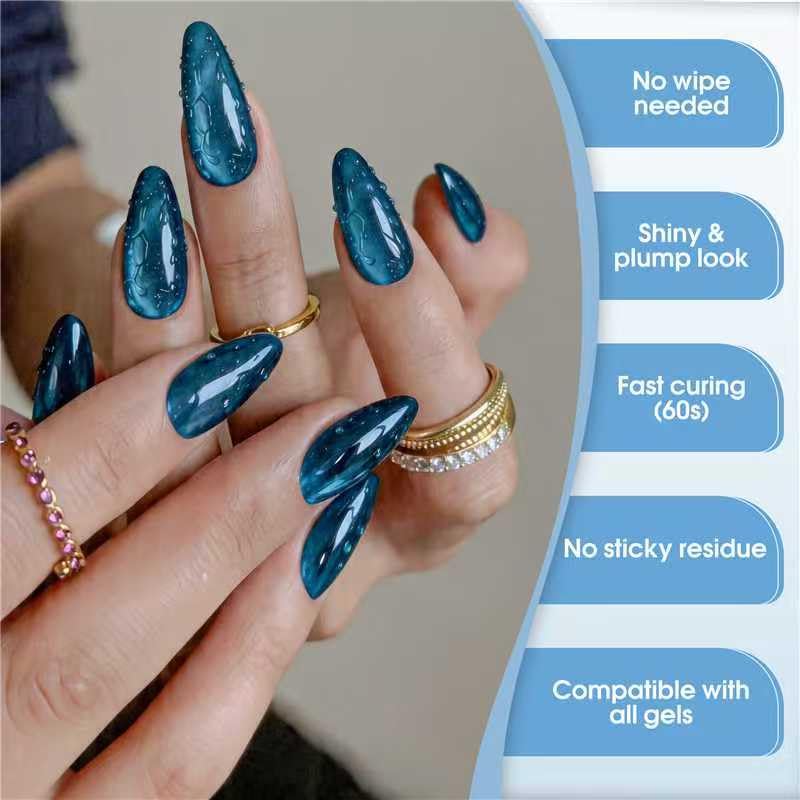 Beyad 2Pcs Water Drop Gel Top Coat 3D Effect Nail Art Glossy Finish Clear