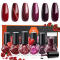 modelones Red Nail Polish Set with Velvet Cat Eye, 6 Colors – A2 Dark Red