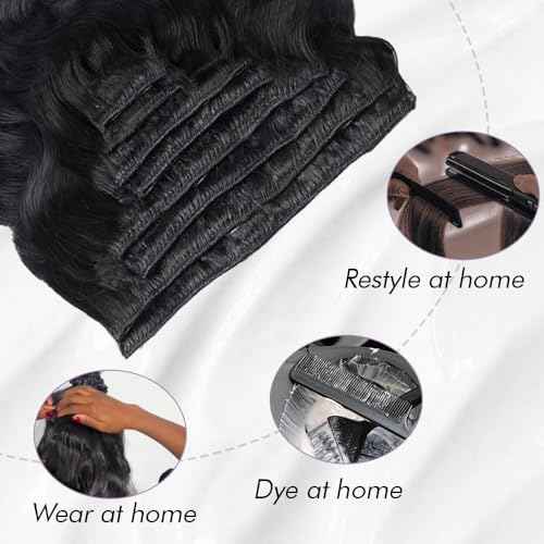 Body Wave Clip In Hair Extensions Real Human Hair Clip Ins For Women 28 Inch Remy Human Hair Extensions Clip Ins 8 Pcs With 18 Clips 120g Natural Black