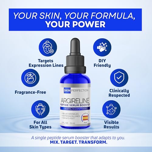 Skin Perfection Argireline Serum - Peptides Serum for Face with Acetyl Hexapeptide-8 for Fine Lines & Wrinkles - Diy Anti Aging Argireline Booster Solution Mix with Any Skincare Products 0.5oz