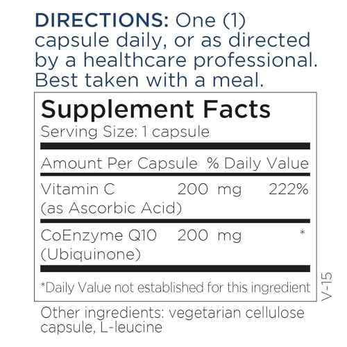 Metabolic Maintenance CoQ10 Capsules - 200mg Coenzyme Q10 with Vitamin C - Antioxidant, Immune, Energy + Cardiovascular Support (60 Capsules)