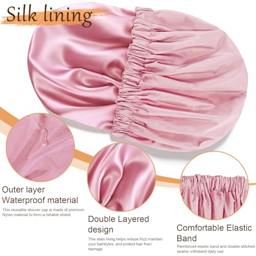 Satin Lined Shower Cap for Women | Waterproof Hair Protection