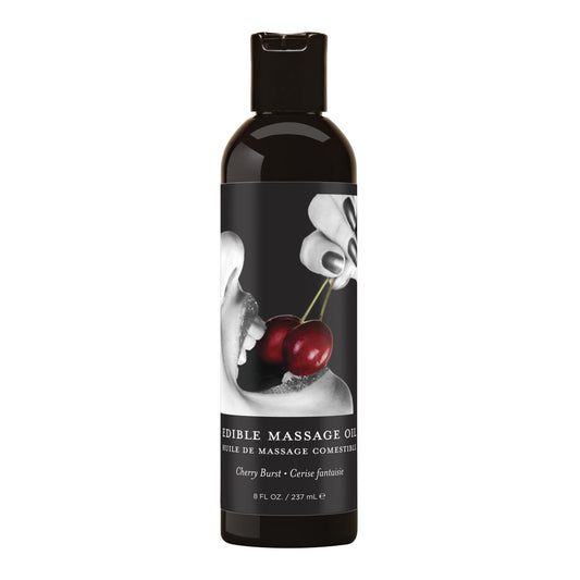 Earthly Body Edible Massage Oil, Cherry - 8 fl. oz. - Hemp Seed, Almond, Grapeseed, Apricot & Vitamin E Oil - Vegan & Cruelty Free