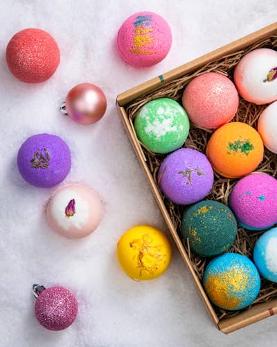 12 Handmade Bath Bombs Gift Set - Moisturizing Fizzies for Relaxation