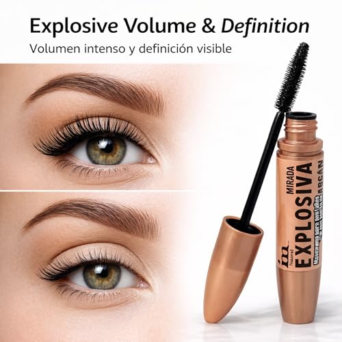 Im Natural Volumizing Black Mascara with Argan Oil - Explosive Look for Eyelashes, 0.46 oz, Mascara Makeup for Lush Lashes, Long-Lasting and Smudge-Proof