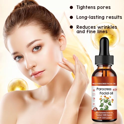 100% Organic Paracress Facial Oil - Anti-Aging Moisturizing Essential Oil for Wrinkle Reduction, Hydration(2Pcs)