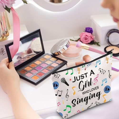 Gzrlyf Singing Makeup Bag Just Girl Loves Singing Singer Gift Karaoke Singing Lover Music Lover Cosmetic Bag (Just singsingMB)