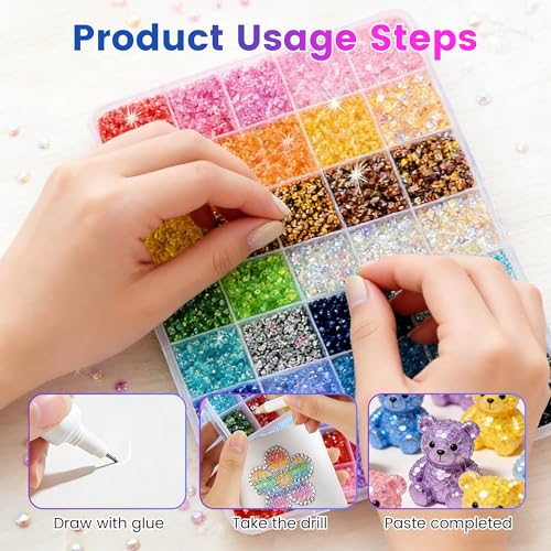 Fodeuxp Bedazzler Kit with 24,000 Multicolor Resin Rhinestones for Nail Art & Crafting - Variation 24000