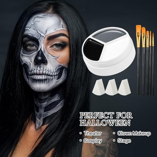 9 Pcs SFX Halloween Face Paint Kit – Black White Grey Skull Makeup