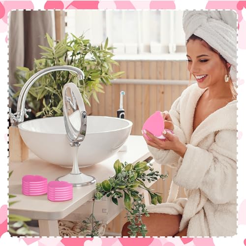 Geetery 48 Pcs Compact Mirror Bulk Gifts Heart Shaped Mini Pocket Folding Portable Travel Makeup Purse Mirror for Women Friend Bestie Mother's Day Party Favor(Light Pink)