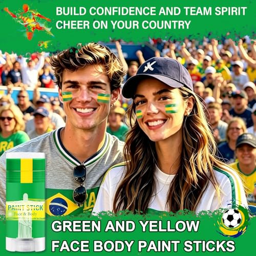 Green & Yellow Face Paint Stick for Sports & Parties
