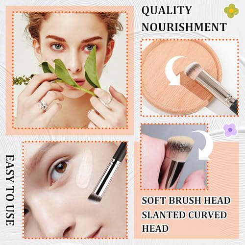 2 Pack Full Coverage Liquid Foundation,Moisturizing BB Cream Foundation Makeup Set with Foundation Brush,Oil Control Long Lasting Waterproof Concealer CC Cream Foundation for Women£¨Natural£©