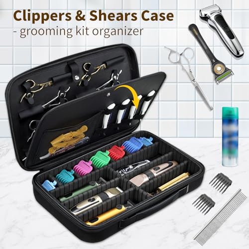 Yueieoun 17-inch Barber Clippers Organizer Bag with Adjustable Dividers