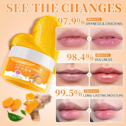 Lemon Turmeric Lip Scrub with Brush - Exfoliator Set