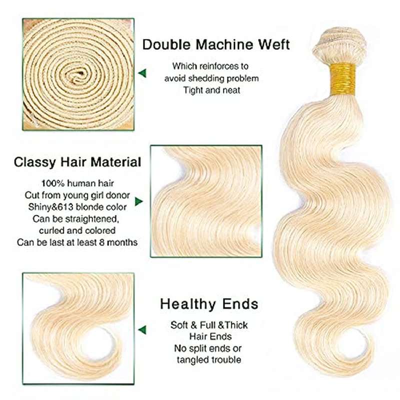 613 Blonde Body Wave Hair Bundles 28 Inch Brazilian Virgin
