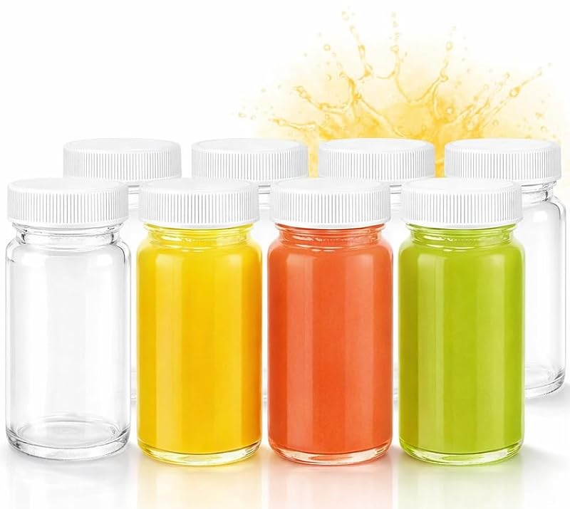 2oz Glass Shot Bottles with Caps - 8 Pack
