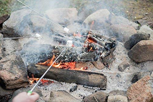 MalloMe Marshmallow Roasting Sticks - Smores Skewers for Fire Pit Kit - Hot Dog Camping Accessories Campfire Marshmellow 32 Inch Long Fork - 10 Pack