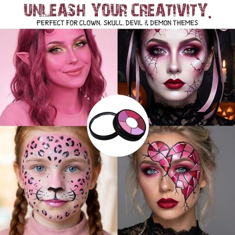 BOBISUKA Pink Cream Face & Body Paint Palette Kit with Brushes