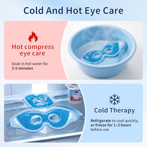Gel Eye Mask & Cooling Face Mask - Hot/Cold Therapy for Puffiness