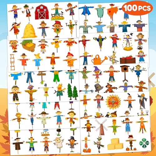 Scarecrow Temporary Tattoos for Kids - 10 Sheets, 100 PCS