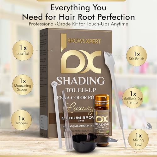 BrowsXpert Professional Shading Henna Color Kit for Brows – 3.5g Medium Natural Brown