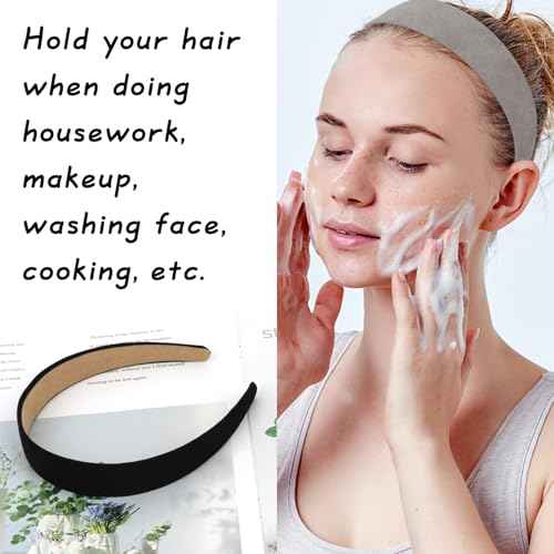 Wecoe 10pcs Headbands for Women Suede Like 1 Inch Wide Headbands Red White Black Pink Purple Blue Green Headband Non Slip Fashion Costume Hair Accessories Women Girls Diademas Para Mujer