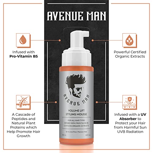 Avenue Man Volume Lift Mousse - 5.07 oz Hair Foam
