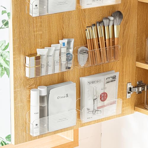 MORNITE 3 Pcs Wall-Mounted Makeup Organizer Set, Makeup Holder for Lipstick, Pencils, Brush, Lip Liner, Cabinet Storage for Mirror, Door, Bathroom, Vanity