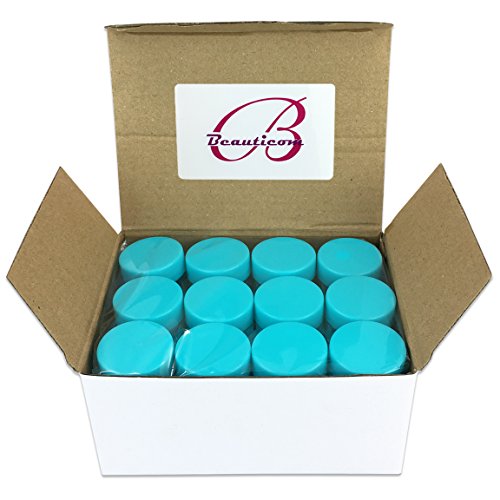 Beauticom¢ç 7 Gram / 7 ML (Quantity: 60 Pieces) Thick Wall Round Leak Proof Clear Acrylic Jars with Teal Lids for Beauty, Cream, Cosmetics, Salves, Scrubs