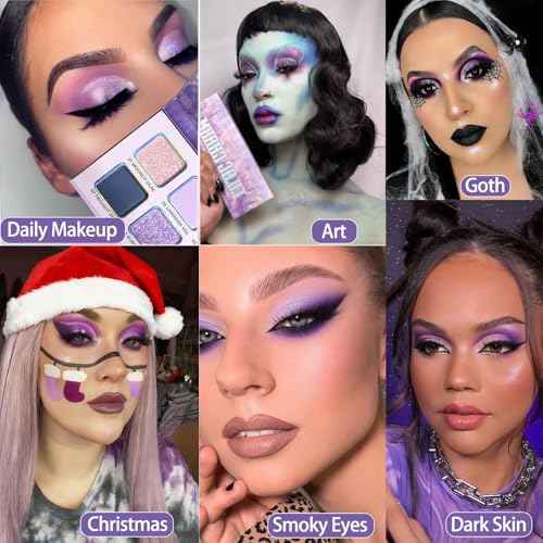 Purple Eyeshadow Palette, Pigmented Matte Shimmer Lavender Lilac Eye Shadow Pallet for Green Eyes, Bright Long Lasting Metallic Multichrome Violet Pink Makeup Pallet for Daily, Smoky, Goth, Blendable