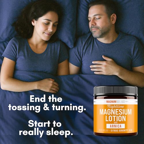 Magnum Solace Nighttime Magnesium Lotion with Arnica ? Soothing Relief & Relaxation, Highly Concentrated Magnesium for Muscles & Joints ? Apply to Legs or Feet Before Bed ? Skin-Friendly