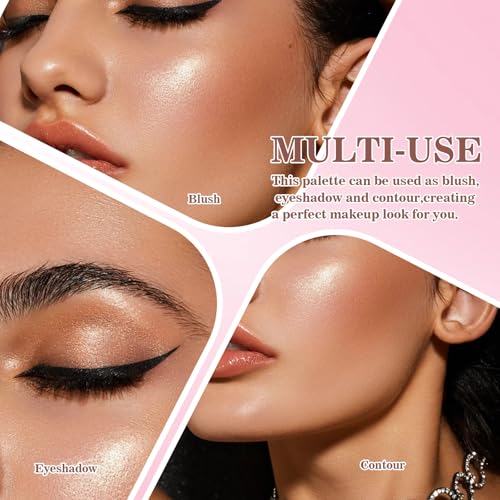 10-Color Blush Palette with Brush – Matte Powder Makeup