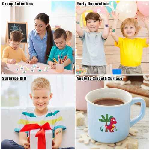 Partywind Dinosaur Kids Tattoos for Party Supplies, Individually Wrapped Cut Tattoos for Dinosaur Birthday Party Decorations Favors, Goodie Bag Stuffers Toys for Boys and Girls (50 Styles)
