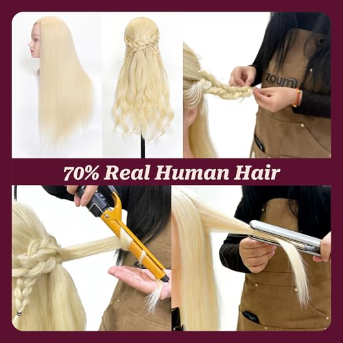 26-28" Mannequin Head 70% Real Hair Cosmetology Training
