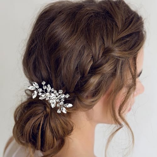 Silver Rhinestone Hair Comb (2 Pack) - Bridal Crystal Comb