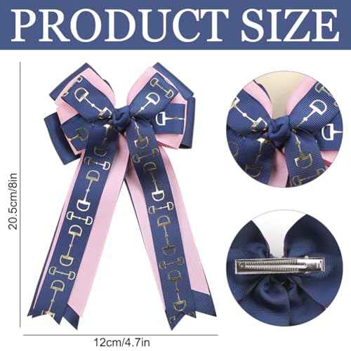 Umibow 2 Pcs Equestrian Hair Bow Clips Horse Bit Pattern Hairpin Equestrian Show Bowknot Hair Barrettes Horse Show Hair Bows for Horseback Riding Competitions