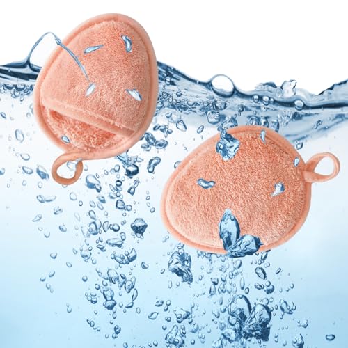 Reusable Makeup Remover Pads Soft Makeup Remover Cloths Washable Facial Makeup Cleansing Pads for Face,Lip,Eyes Orange 12PCS