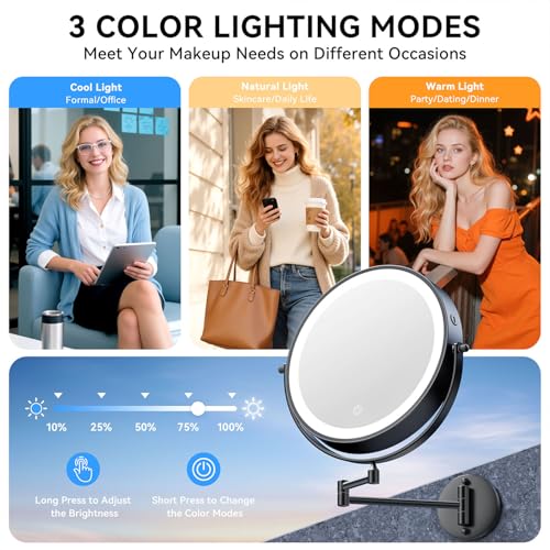 Auxmir 9" Lighted Magnifying Makeup Mirror 1X/30X Dual-Sided
