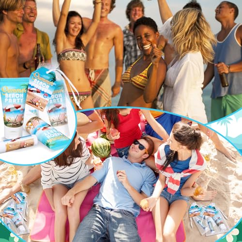 12 Sets Christmas Party Supplies Bulk Spf 30 Travel Size Mini Sunscreen and Sunscreen Lip Balms for Summer Party Thank You Gifts Supplies(Beach)