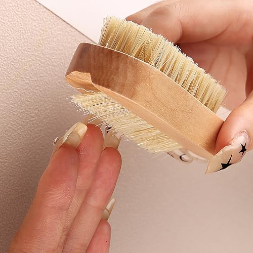 2Pcs Bamboo Nail Brush Set for Cleaning Fingernails & Toenails
