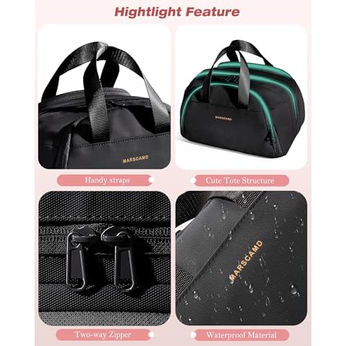 Travel Makeup Bag, Small Size Waterproof Toiletry & Cosmetic Organizer with Leakproof Pockets for Bathroom or Vanity Use for Women, Black