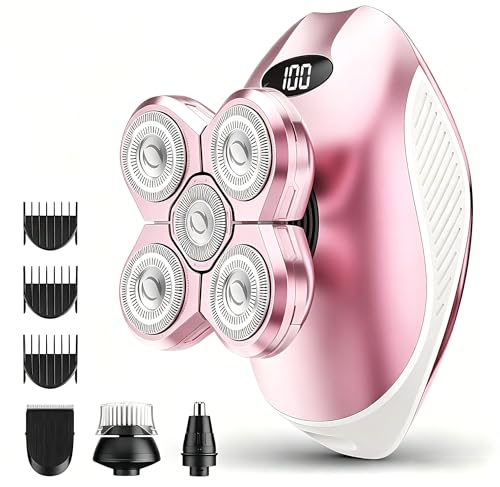 Pink 5-in-1 Rechargeable Waterproof Women's Electric Shaver & Trimmer
