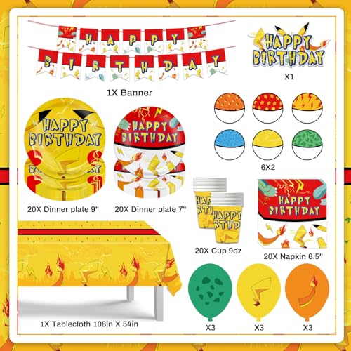Yellow Lightning Birthday Party Decorations Set for 20 Guests
