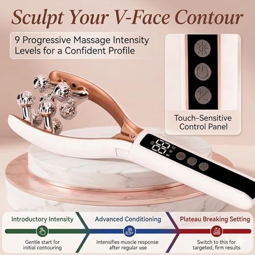 Versha Facial Massager with Red Blue LED Light & Double Chin Sculpting