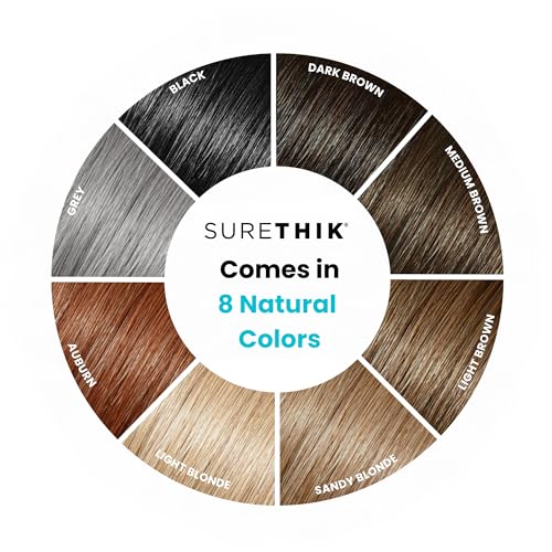 SURETHIK Hair Fibers for Thinning Hair, Building Hair Fibers to conceal thinning hair, Instantly Fuller Looking Hair for Men & Women, Light Brown, 15g