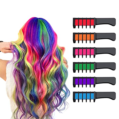 Hair Chalk for Girls, Temporary Hair Color for Kids Washable Hair Dye Accessories Rainbow Comb Kit for Age 4 5 6 7 8 9 10