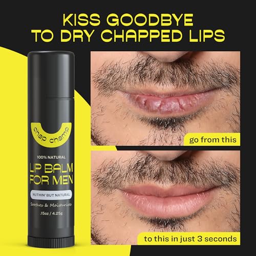 Lip Balm for Men - Mens Lip Balm Vitamin E and Beeswax - Chapstick for Men - Peppermint, Coconut & Vanilla - Made in the USA (All Natural, 6 Pack)
